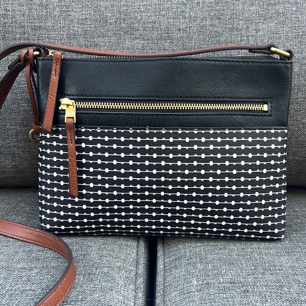 Fossil Black and White Crossbody Bag